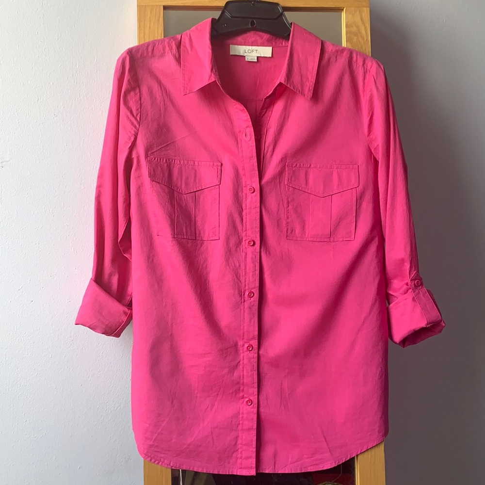 LOFT | Hot Pink Utility Shirt • Small